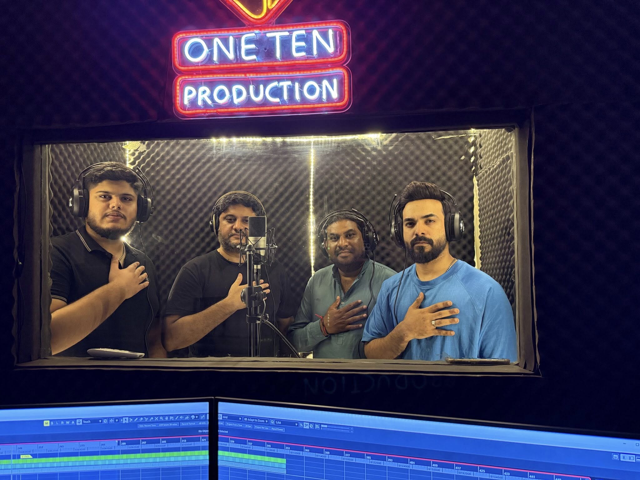 Group vocal recording session
